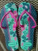 chinelo macramê strass